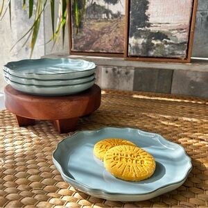 🌴Hearth and Hand Elegant Blue Stoneware Appetizer/Dessert Plates | Set of 4